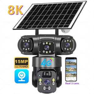 Real 3Lens 8K 15MP HD 4g Solar Network Surveillance <b>Camera</b> Outdoor PTZ Auto Track Wifi <b>Wireless</b> IP Network CCTV <b>Security</b> Cameras - Product Image 1