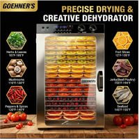 Déshydrateur alimentaire Commercial Electric à 18 plateaux en acier inoxydable avec minuterie numérique 48H jusqu'à 90°C pour viande séchée et légumes - 900W