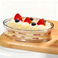 Boîte à dessert en plastique transparent recyclable en gros, carrée ou ronde, pour mousse, gâteau, tiramisu, salade, sucre, conteneur de stockage