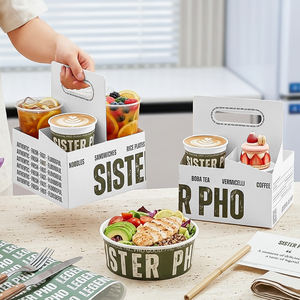 Poignées en carton personnalisées imprimées et recyclables pour 4 gobelets à emporter – Idéales pour les cafés et les gobelets à emporter - Product Image 5