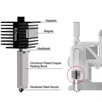 Pour Bambu Lab3D Printer Part Factory Direct Hotend avec buse 0.2 / 0.4 / 0.6 / 0.8mm pour imprimantes 3D A1 Mini FDM