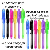 Unsichtbare Tinte Stift, MALEDEN Spy Pen mit UV-Licht Magie Marker Kid Stifte für Geheime Nachricht und Party Goody Bag Stuffer (6)