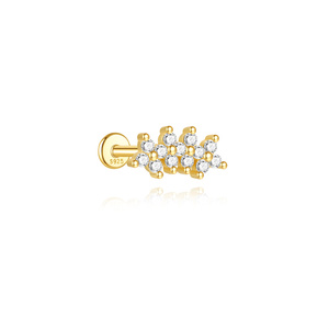 Pendiente de cartílago con forma de planeta, chapado en oro, plata de ley S925, 1.2x6mm, parte trasera plana, rosca interna, joyería para la oreja - Product Image 4