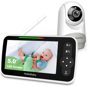 Monitor de Bebé con Audio <span class=keywords><strong>HelloBaby</strong></span>, Pantalla Grande de 5 Pulgadas IPS, Batería Mejorada de 3500 mAh, Comunicación Bidireccional, Panorámica-Inclinación-Zoom, Visión Nocturna, Sin WiFi, Modo ECO - Product Image 1