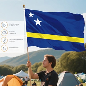 Bandera de Curazao Disponible en Stock, Impresión Digital al por Mayor, 90x150cm, Bandera Nacional Personalizada, Azul y Amarillo del Caribe, Dos Estrellas - Product Image 4