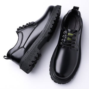 Bottes en cuir de vachette pour homme, talon bas, semelle en caoutchouc antidérapante, chaussures de travail décontractées, taille 39 40 41 42 43 44 45 - Product Image 3