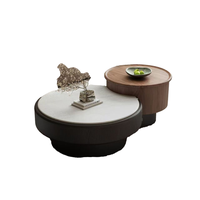 Ensemble de table basse avec plateau en faux marbre, hauteur réglable, montage facile, léger, décoratif, meubles de salon, convertible