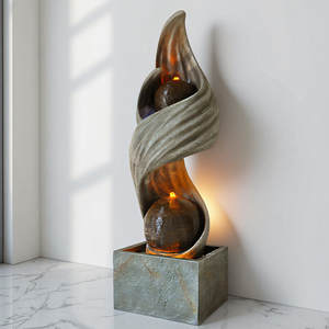 Fontaine d'eau rectangulaire autoportante en fibre de verre, artisanale, de luxe moderne, pour hôtel, maison, restaurant, entrée, étanche - Product Image 4