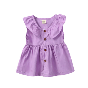 Vestitini per Neonata <span class=keywords><strong>6</strong></span>-<span class=keywords><strong>9</strong></span> <span class=keywords><strong>Mesi</strong></span>, <span class=keywords><strong>Abbigliamento</strong></span> Estivo Senza Maniche con Bottoni Frontali, Morbido Cotone Tinta Unita - Product Image 2