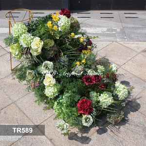 DKB Handmade Silk Artificial Flower Runner Premium Wedding Decoration <b>Table</b> Runner with <b>Tall</b> Centerpieces for Events - Product Image 3