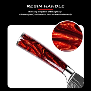 <span class=keywords><strong>Couteau</strong></span> utilitaire de chef damas à haute teneur en carbone de 5.2 po-Motif gravé au laser <span class=keywords><strong>avec</strong></span> manche en résine rouge <span class=keywords><strong>sang</strong></span> - Product Image 3