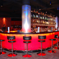 Comptoir de Bar à café en forme de L en pierre artificielle, Table de Bar à Cocktail LED de conception professionnelle