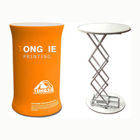 Table pliante en aluminium TongJie avec graphismes entièrement personnalisables, sac de transport Oxford gratuit, comptoir publicitaire pour salon professionnel