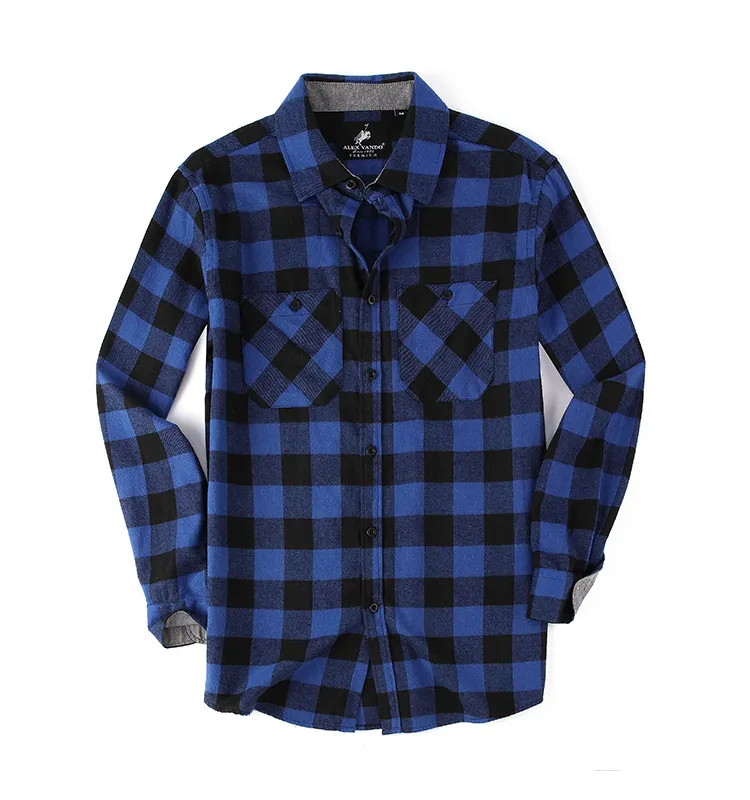 Ready to Ship checks cotton winter custom wholesale oversize men boxy flannel shirt long sleeve plaid shirt