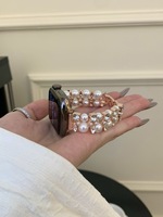 Gelang Tali Elegan untuk Apple Watch 38 49mm Mutiara Logam Berlian Band IWatch Seri 10 9 8 7 6 SE 5 4 3 2 1 Ultra