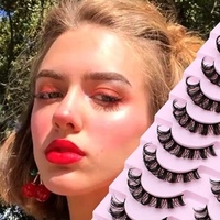 Lot de 10 paires de faux cils russes DD bouclés, faits à la main, naturels, en faux vison fin, pour la vente en gros