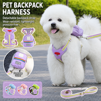 Harnais et laisse respirants pour chien avec sac de rangement amovible, anneaux en D avant et arrière pour chiens de petite et moyenne taille