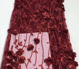 Wholesale Luxury 3D Bridal <strong>Lace</strong> <strong>Fabric</strong> Handmade French Tulle <strong>Heavy</strong> Beaded Embroidered <strong>Lace</strong> High Textile for Garments 5 Yards - Product Image 4