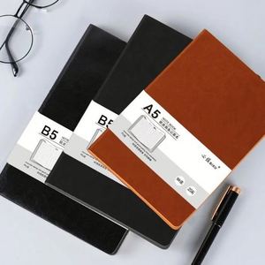 Cuaderno de Tapa Dura de Cuero PU Suave A5 B5, Encuadernación Térmica, Negro, Grueso, para Oficina, Negocios, Reuniones, Regalo - Product Image 1