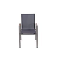 Fauteuils de patio pour hôtel et villa, chaise de salle à manger d'extérieur en Teslin avec cadre en aluminium et accoudoirs en bois plastique pour jardin, terrasse et café