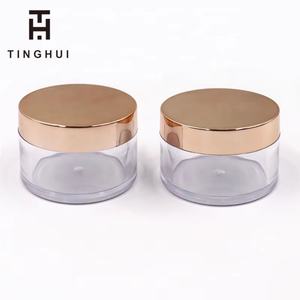 Tarro de Plástico Transparente Redondo Personalizado con Logotipo para Crema Cosmética o Exfoliante, 1oz 2oz 8oz 16oz 4oz, con Tapa Dorada o Rosa - Product Image 5