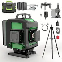 Mini niveau laser vert rotatif à 16 lignes avec affichage numérique, trépied, batterie, design compact et portable