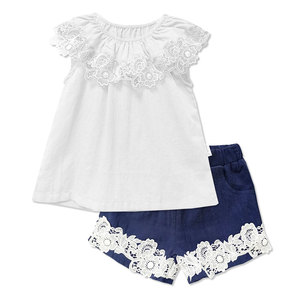 Ensemble de vêtements pour bébé fille été 2022, 2 pièces, hauts et jupes, tissu en velours 100% coton, violet et blanc, motif paisley, boutons en corne - Product Image 4