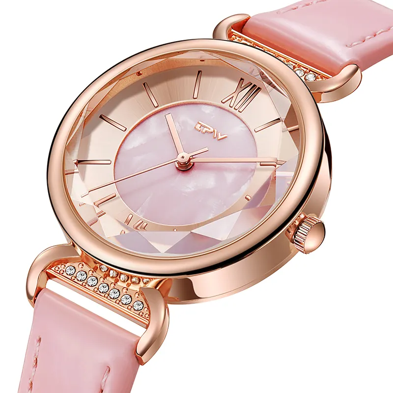 pink women fashion wrist watches lady montre femme custom relojes para dama por mayor crystal dial design quartz watch