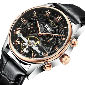 Penjualan laris jam tangan mekanis klasik jam tangan pergelangan tangan pria otomatis Tourbillon jam desain mewah untuk pria