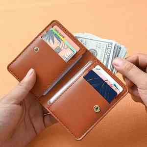 Simple Foldable Snap-Clasp <b>Small</b> Coin <b>Purse</b> Drivers Soft Leather Factory Wholesale Holder Credit Card Case - Product Image 2