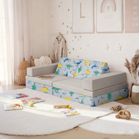 Ensemble de canapé modulable pour enfants avec blocs de construction, fauteuil en mousse convertible et coussin de sol pour tout-petits