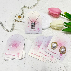 Carte de présentation de bijoux en forme de cœur irisée avec logo personnalisé pour boucles d'oreilles, colliers, pinces <span class=keywords><strong>à</strong></span> cheveux, en carton estampé <span class=keywords><strong>à</strong></span> chaud - Product Image 4