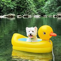 Bouée de natation gonflable manuelle en PVC pour chiens, modèle petit canard jaune, lit flottant portable pour chiens de petite/moyenne taille, chiots et bouledogues français