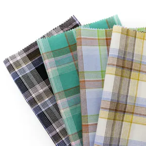 Stock lote comprobar muselina sostenible 100% hilo de algodón teñido tela guinga para camisas