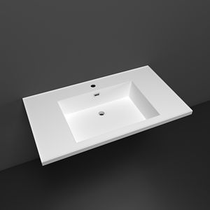 Elegante Lavabo de Cerámica Blanco con Borde Delgado, Diseño Rectangular Empotrable, Ecológico y Fácil de Limpiar para Muebles de Baño Modernos - Product Image 2