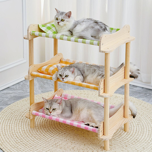 3-<strong>Tier</strong> Solid Wood <strong>Cat</strong> <strong>Bed</strong> with Sisal Pad - Extra Large Multi-Functional Scratching &amp; Resting Perch for All Seasons - Product Image 2