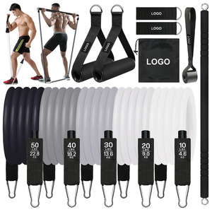 Juego de 12 Bandas de Resistencia con Asas, Anclaje para Puerta, Correas para Tobillos y Bolsa de Transporte para Entrenamiento en Casa, Resistencia Máxima de 150 LBS - Product Image 1