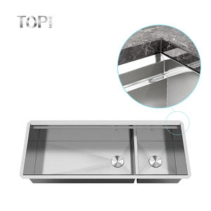 Handmade Modern <strong>Rectangular</strong> Undermount Double Bowl 304 Stainless Steel Kitchen <strong>Sink</strong> Brushed Surface 16G/18G - Product Image 3