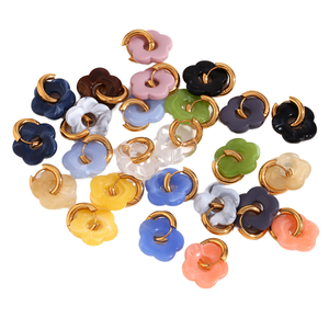 Pendientes de Aro Huecos de Acero Inoxidable con Detalles de Flores Multicolores, Tono Dorado, Ligeros, Decorativos, Joyería de Moda, Conjunto Artístico - Product Image 5