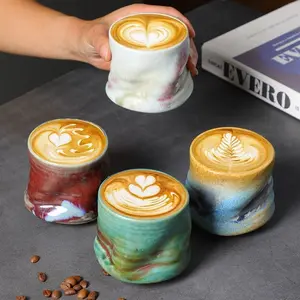 200ML japonais Vintage irrégulière tasse en céramique Unique tasses à eau plissée main pincement conception tasse à café pour cadeau