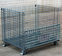 Cage de stockage pliable en treillis métallique robuste en acier 316L, empilable, pour la logistique industrielle