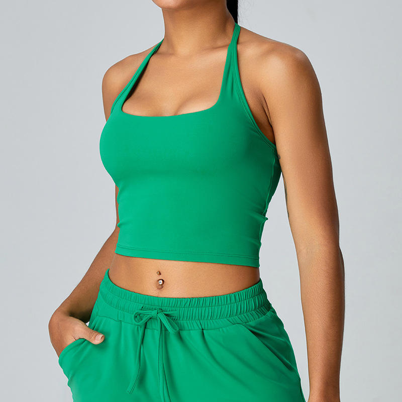 hanging neck bra green
