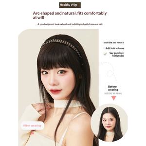 Bandeau pour femme avec <span class=keywords><strong>frange</strong></span> intégrée, postiche naturel pour couvrir les <span class=keywords><strong>cheveux</strong></span> blancs et ajouter du volume au dessus de la tête - Product Image 2