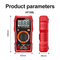 HT108L Multimeter Digital kecil populer dengan pengukur lampu latar Multitester tegangan resistensi Ampere Ohm untuk dijual