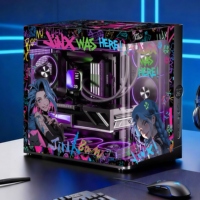 NPC Custom Vertical Aluminum Alloy Full Side Tempered Glass ATX Mid-Tower PC Case with 360mm Liquid Cooling Support for Gaming
