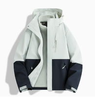 Veste Homme d'extérieur d'automne en toile unie légère, imperméable, écologique et coupe-vent, avec capuche et fermeture éclair frontale