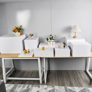 Mesibo 5mm Cube Display Nesting <strong>Risers</strong> Square Food Pedestal Box Display White Square Acrylic <strong>Table</strong> <strong>Riser</strong> - Product Image 4