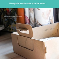 Boîte à litière pour chat en papier ondulé épaissi avec poignée, jetable et portable, pour les voyages en plein air