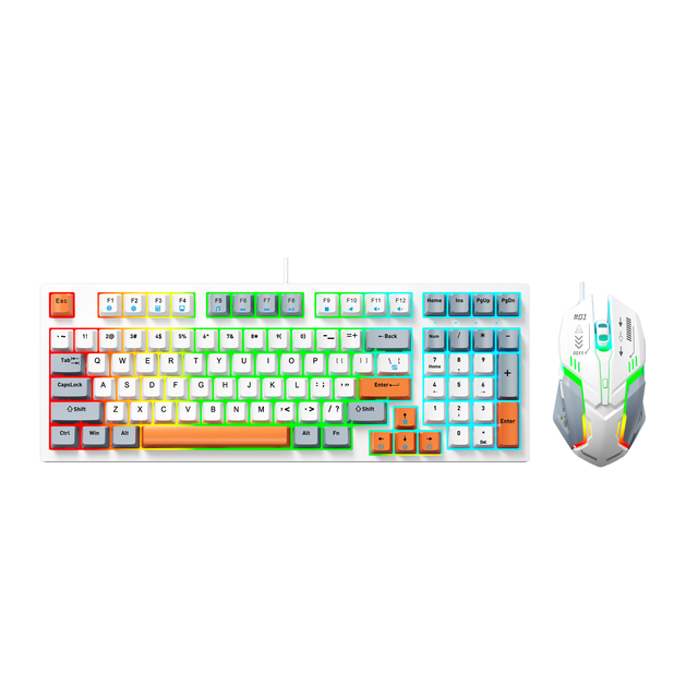 G16 Wired Gaming Keyboard and Mouse USB 2.0 Backlit LED Professional 98 Keys Mechanical Keyboard Mouse Desktop Computer