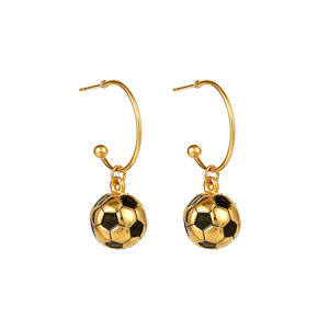 Boucles d'oreilles pendantes de sport en acier inoxydable 316L plaqué or 14k 18k pour femmes, vente en gros de mode - Product Image 5